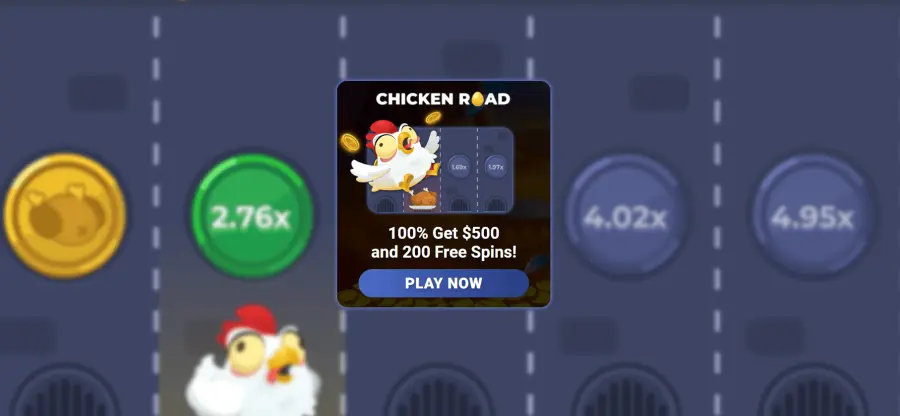 Chicken Road Crash Game Gameplay mit Spielfigur und Öfen